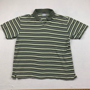 Columbia XCO Polo Shirt Mens XXL Green Yellow Striped Cotton‎ Knit Outdoor